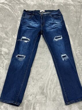 Ace Of Diamond Jeans mens 36x30  distressed stretch dark was straight leg USA